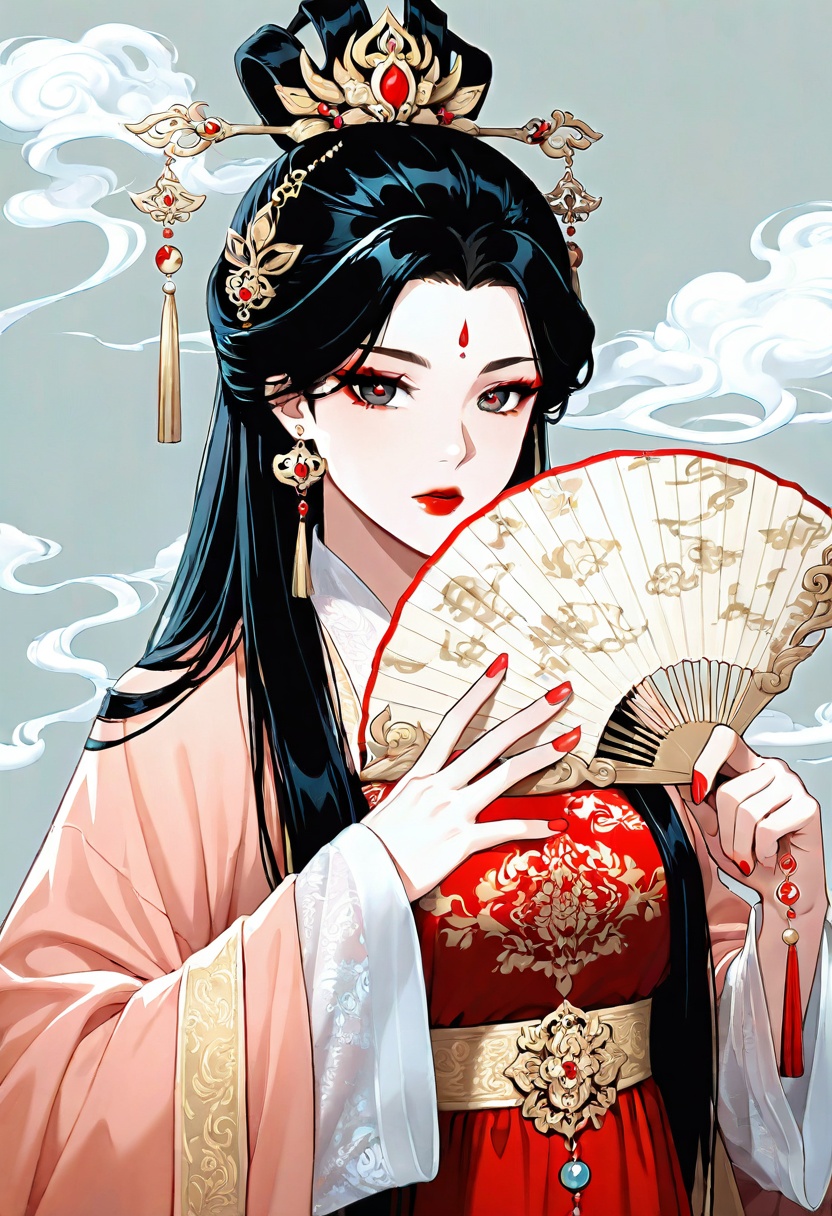 1girl,  hand fan,  solo on Tensor.Art