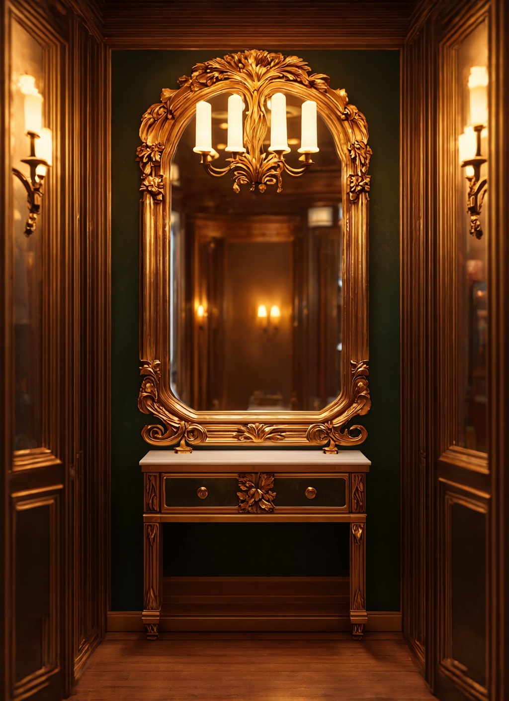 cinematic photo photorealistic highly detailed representation of interior three-way mirror room by Artgerm + beautiful eye...