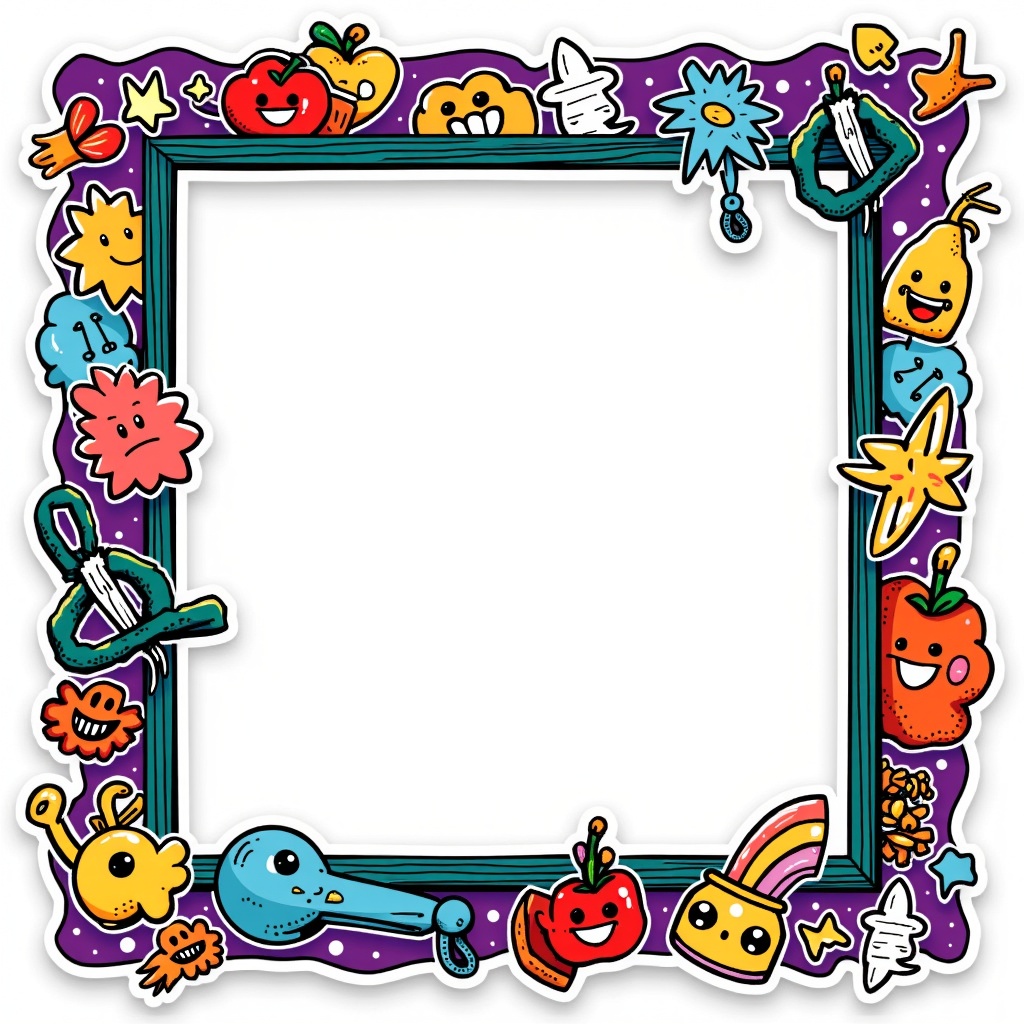 a close up of a picture frame with a lot of stickers on it,template sheet,glowforge template,unused sticker sheet,sticker sheet,template layout,keith haring style,square sticker,in style of lisa frank,graphic templates,symmetrical sticker design,sticker art,stickers,puffy sticker,rave background,planner stickers,sticker - art,graphic design background,sticker - svg,graffiti background,decora inspired,style of takashi murakami,card template,svg sticker art,cardstock,white frame border,card back template,sterile background,die cut sticker,sticker concept design,speech bubbles,layout frame,pop art patterns,