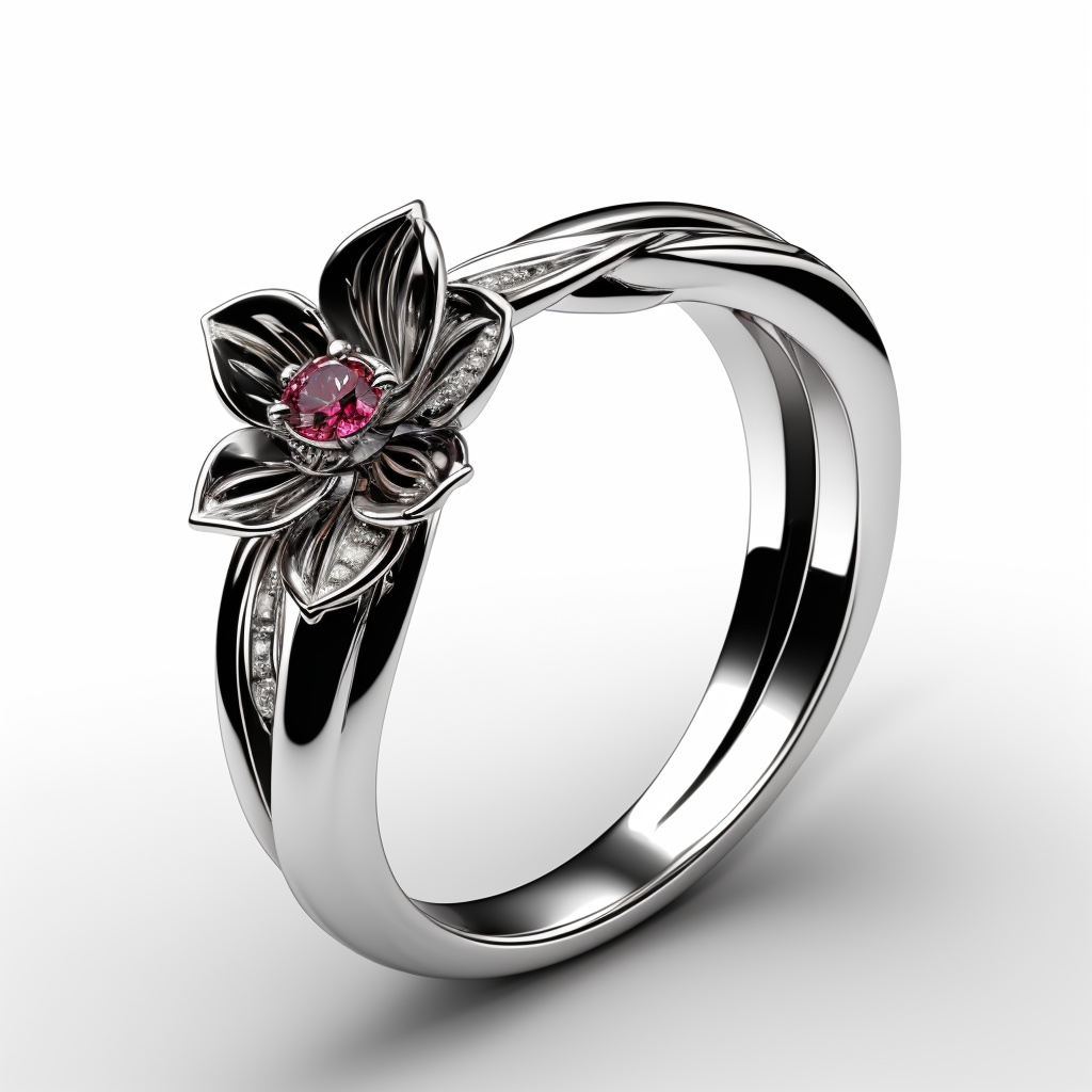 ring for woman,(jewelry Diamond ),UHD,8K,best quality,4K,UHD,masterpiece,aiguillette,shining jade,((white background)),flower Ring face,(twist body:1.2),Symmetrical  structure,red  Emerald gemstones,(sliver:1.5),shining,(ruby),Luxury,<lora:hjyzb-000013:0.8>,red gemstone,net,cross,skinny,(minimalist:1.1),Engraved flower motifs,(((slender))),small Skeleton structure,drop shape,Continuous spray modeling,side view,minimalist,