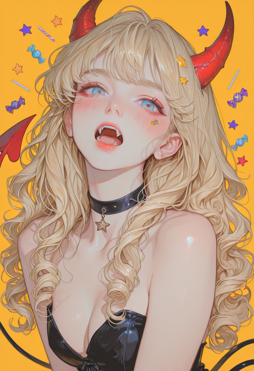 1girl,  fangs,  horns on Tensor.Art