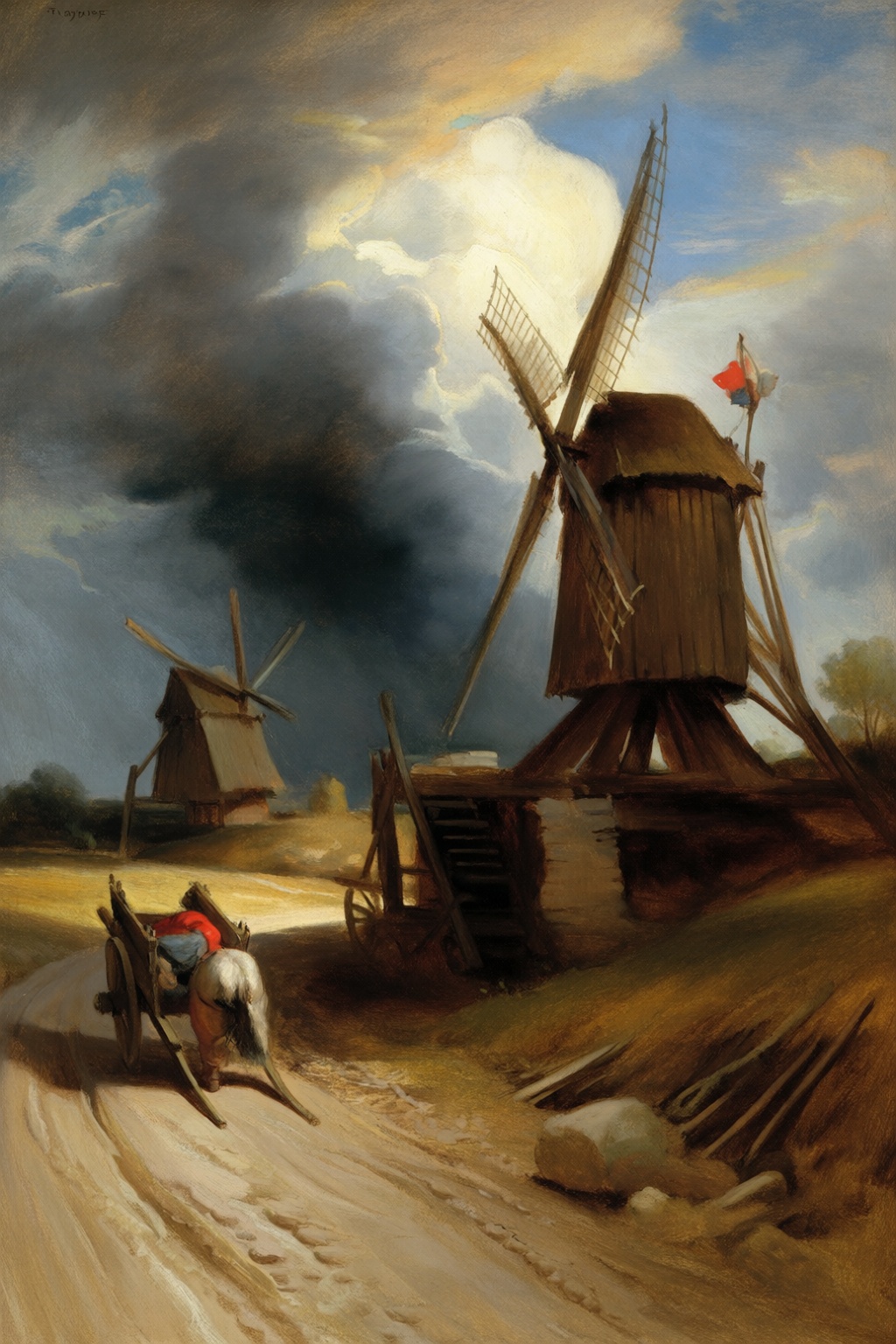 In the style of Peter Paul Rubens,  a landscape with a mill,  a windmill in a Flemish field on Tensor.Art