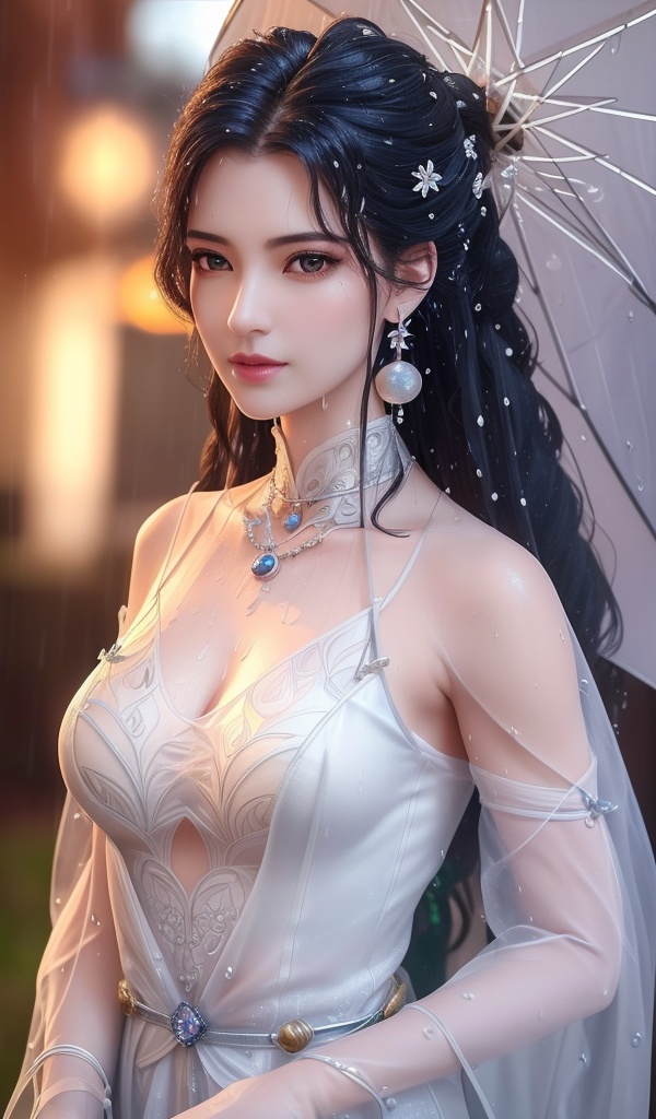 <lora:381-DA-武动乾坤-绫清竹-新模:0.8> ,(,1girl, ,best quality, ),looking at viewer, ,ultra detailed 8k cg, ultra detailed background,  ultra realistic 8k cg, flawless,  tamari \(flawless\), professional artwork, famous artwork, cinematic lighting, cinematic bloom, (( , )),, dreamlike, unreal, science fiction,  luxury, jewelry, diamond, pearl, gem, sapphire, ruby, emerald, intricate detail, delicate pattern, charming, alluring, seductive, erotic, enchanting, hair ornament, necklace, earrings, bracelet, armlet,halo,masterpiece, (( , )),, realistic,science fiction,mole, ,cherry blossoms,(((, , ultra high res, (photorealistic:1.4), raw photo, 1girl, wet clothes, rain, sweat, ,wet, )))(( , ))   (()), (),
