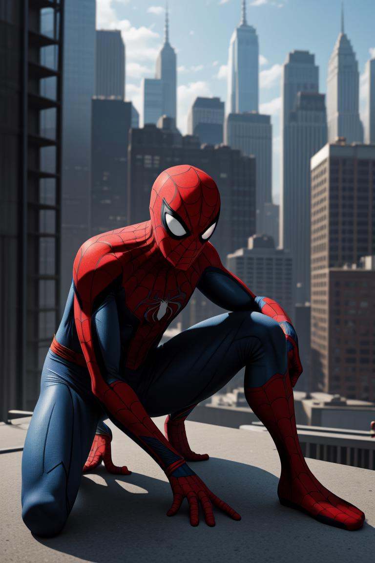 comic book style,  flat colors,  Spiderman on Tensor.Art