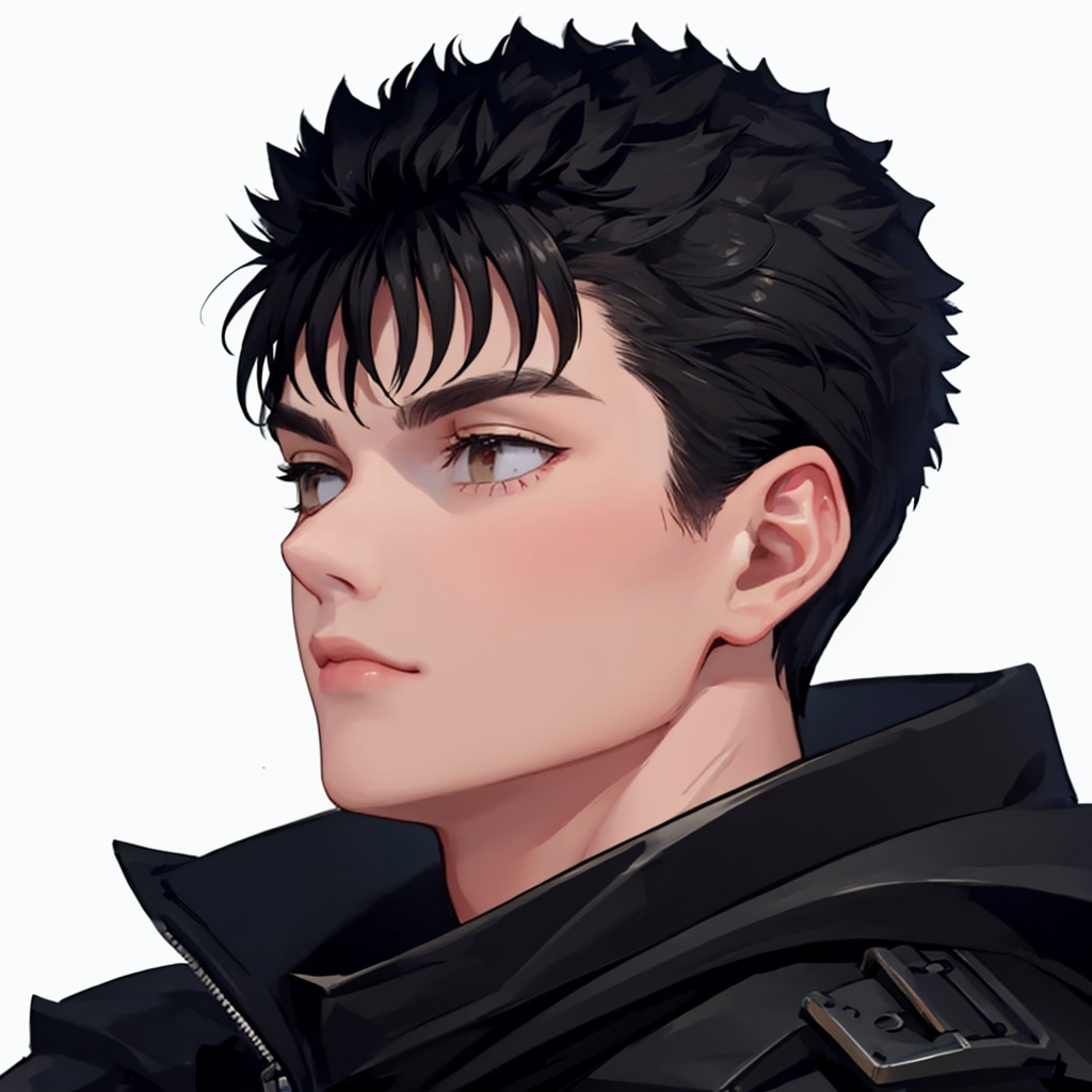 masterpiece,best quality, highly detailed, portrait,close-up,upper body,guts (berserk),1boy,<lora:guts_(berserk):1>,simple background,white background,