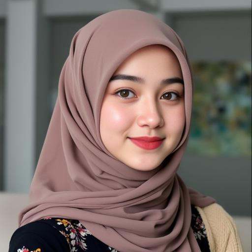 Indonesia woman wearing hijab looking at viewer,  smile,  beautiful lips on Tensor.Art