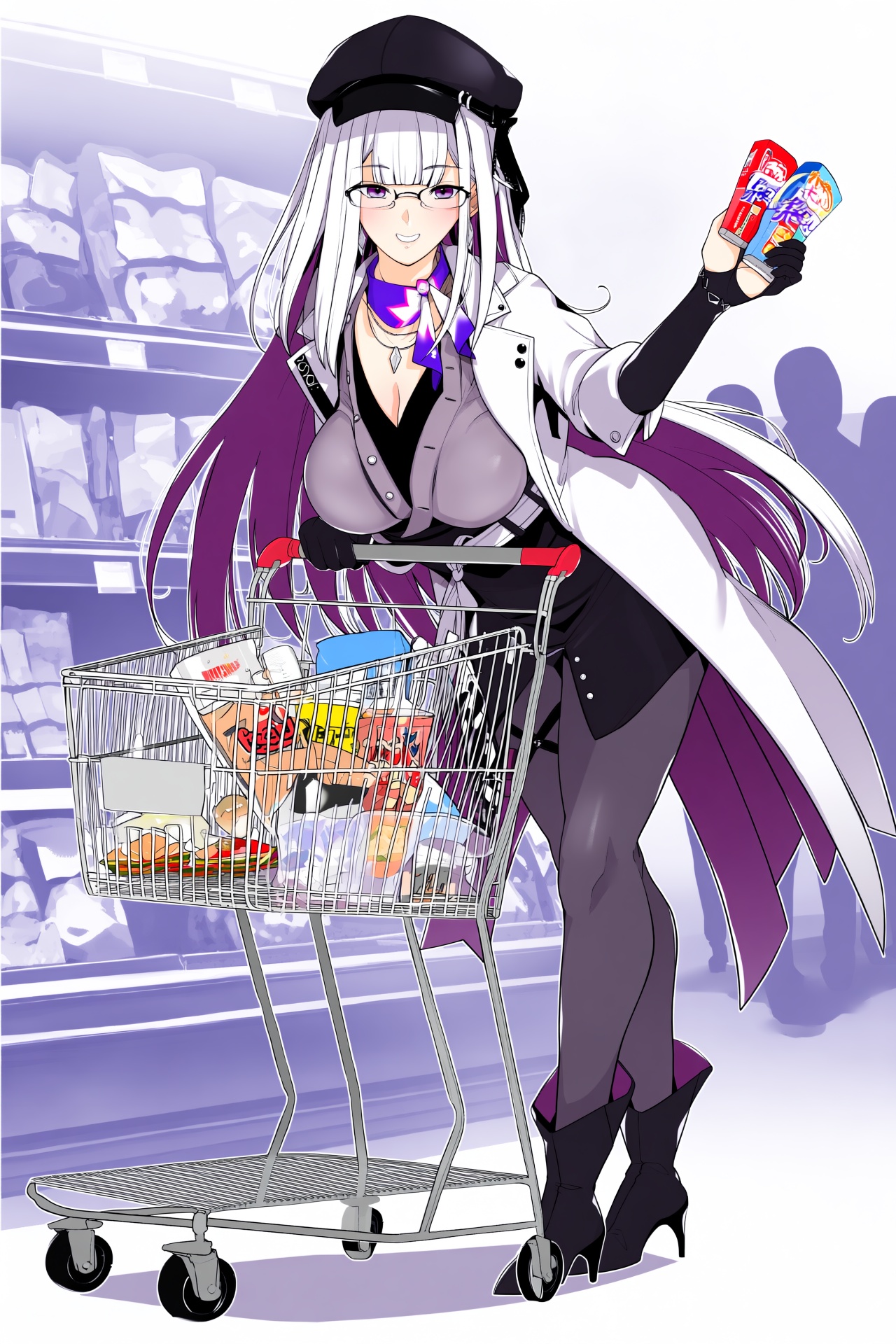 @tomose_shunsaku and @haruhisky,  nihilux (honkai: star rail),  A vertical anime illustration of Nihilux wearing her black...