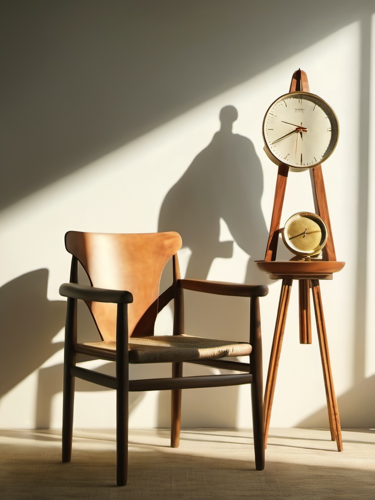 xiandai,no humans,indoors,chair,still life,shadow,window,clock,masterpiece,8K,realistic,UHD,<lora:xiandaifenwei 1.0>,
