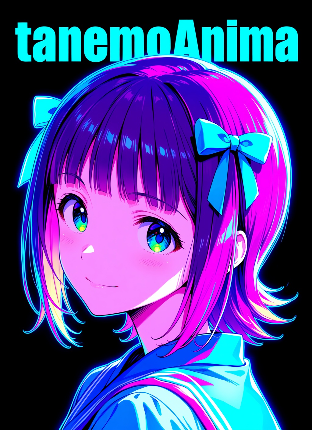 amami haruka,  black background,  colorful on Tensor.Art