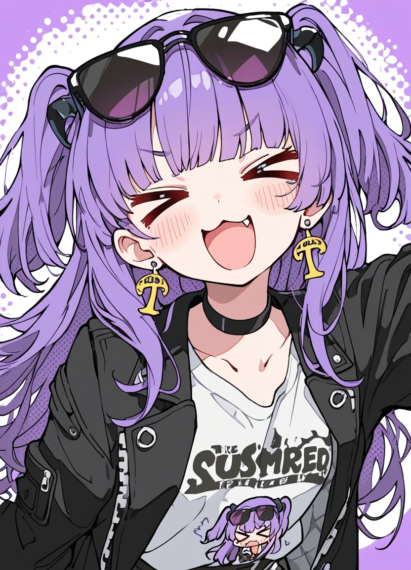 1girl,  >_<,  purple hair on Tensor.Art