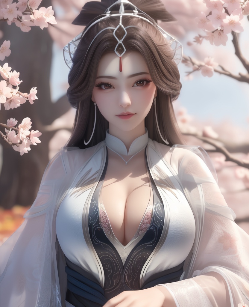 <lora:557-DA-百炼成神-玉婆婆:0.8>(,1girl, ,best quality, ),looking at viewer,  ,ultra detailed 8k cg,ultra detailed background,ultra realistic 8k cg, ,masterpiece, (( , )),, ,science fiction,mole, ultra realistic 8k cg, ,    ,(,cherry blossoms, autumn leaves,perfect cherry blossom,   ), (cleavage),