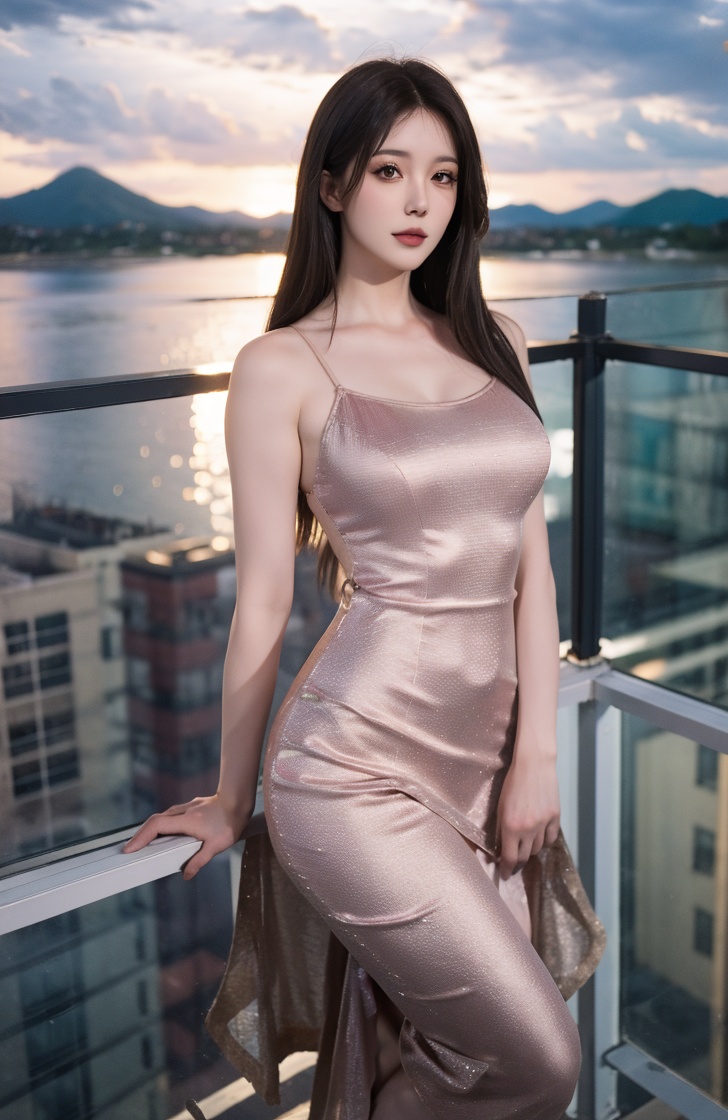 (masterpiece, best quality:1.4),finely detailed,1girl,solo,pale skin,perfect body,standing,(medium breasts:1.2),<lora:棕色透视连衣裙10-000008:0.75>,brown dress,dress,see-through dress,(cowboy_shot:1.3),(look at view:1.2),