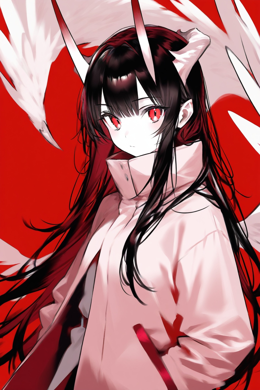 1girl,  red background,  solo on Tensor.Art
