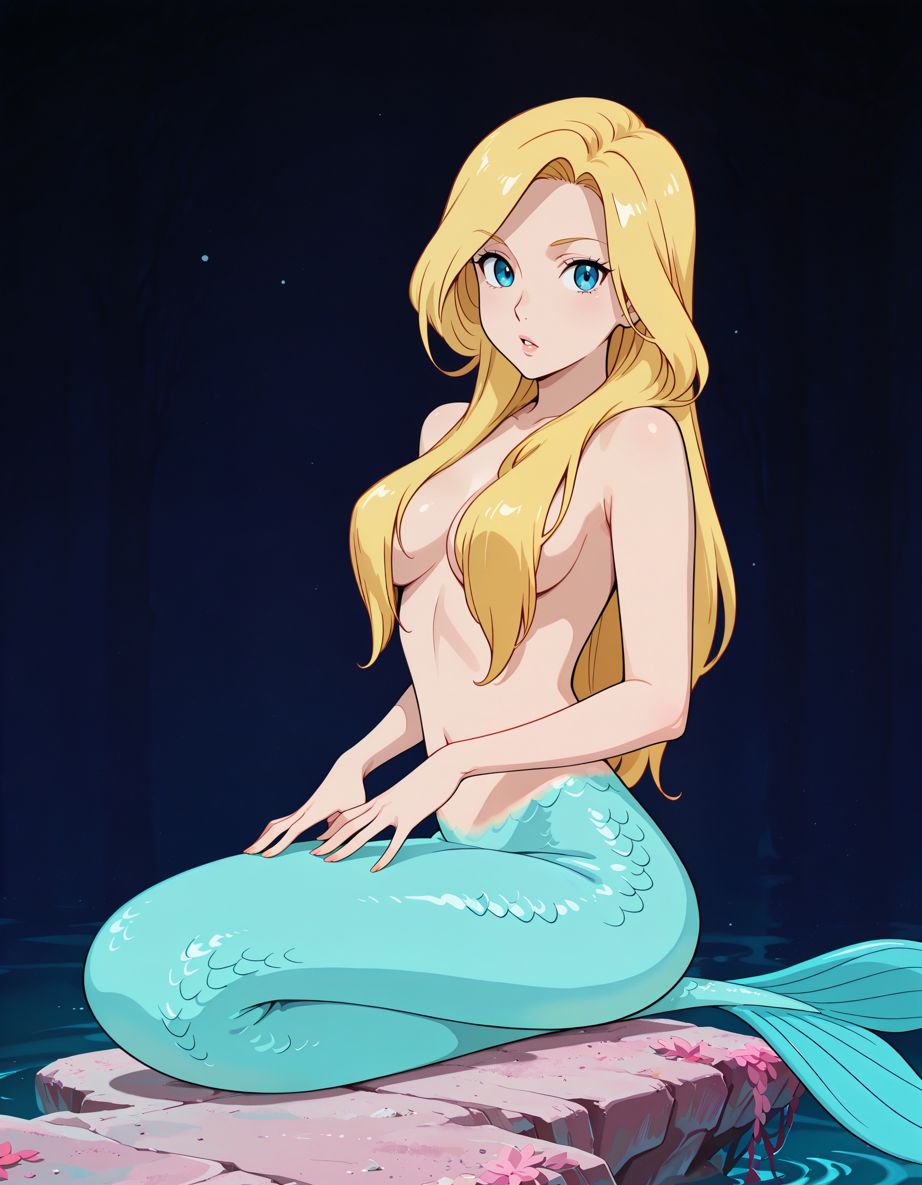 mermaid,  long hair,  blonde hair on Tensor.Art