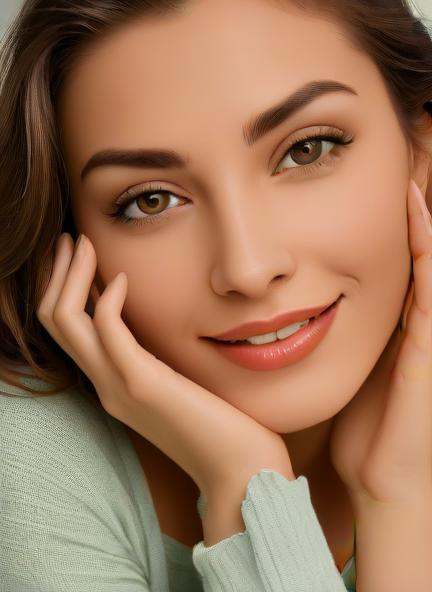 photorealistic, realistic, 1girl, portrait, seductive smile, loving aura, looking at viewer, hands on face