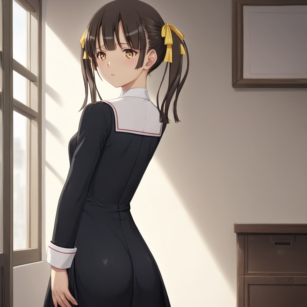 hiiragi mayuka,  twintails,  yellow ribbon on Tensor.Art