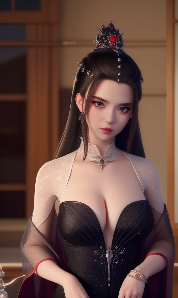 (,1girl, ,best quality, ),looking at viewer, <lora:431-DA-逆天邪神-楚月婵:0.8> ,,ultra detailed background,ultra detailed background,ultra realistic 8k cg,, ,masterpiece, (( , )),, ,science fiction,mole, ,    ,red moon, black rose,     (cleavage), (), 