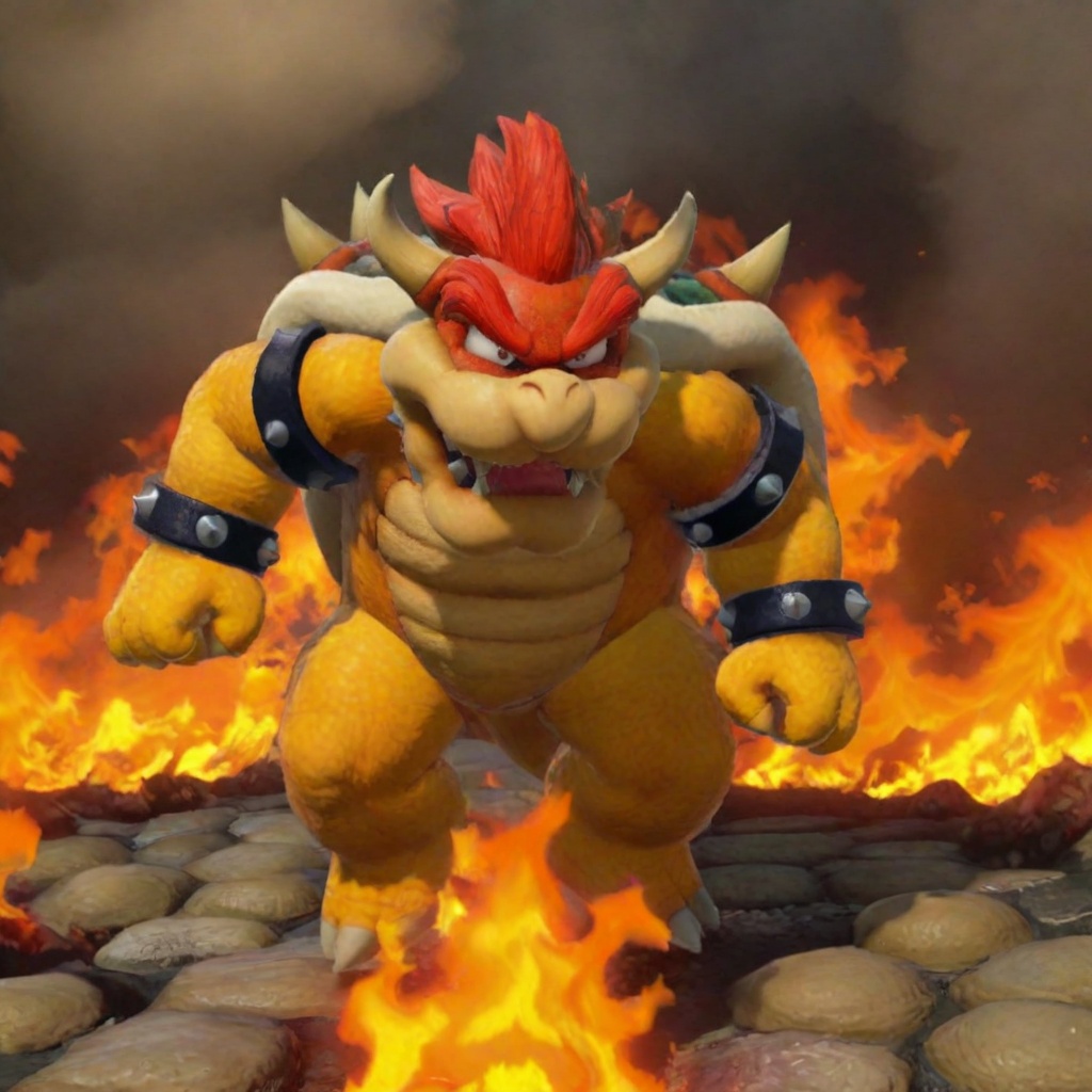 Bowser running in the hell,  realistic on Tensor.Art