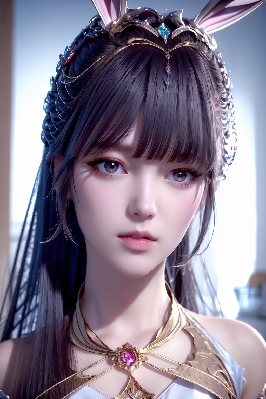 <lora:AgainXiaowu:0.8>, AgainXiaowu, 1girl, solo, rabbit ears, long hair, close up,