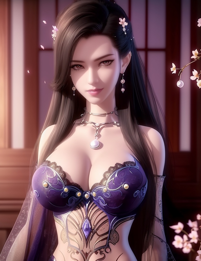 ultra realistic 8k cg, picture-perfect face, flawless, clean, masterpiece, professional artwork, famous artwork, cinematic lighting, cinematic bloom, perfect face, beautiful face, fantasy, dreamlike, unreal, science fiction,  beautiful clothes, lace, lace trim, lace-trimmed legwear,  (rich:1.4), prestige, luxury, jewelry, diamond, gold, pearl, gem, sapphire, ruby, emerald, intricate detail, delicate pattern, charming, alluring, seductive, erotic, enchanting, hair ornament, necklace, earrings, bracelet, armlet,halo((,1girl, pov,))(((,cherry blossoms, , 1girl, solo, petals,looking at viewer, large breasts, ))) <lora:DA_CaoNvYao:0.7> 