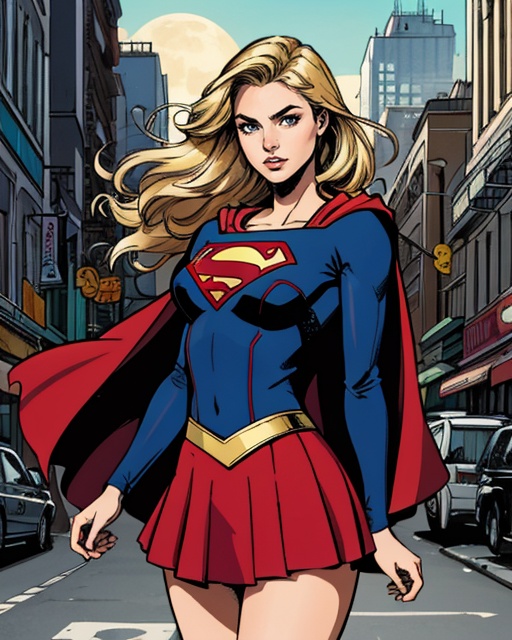 Graphic novel style illustration of upper body,  pretty woman,  busty on Tensor.Art