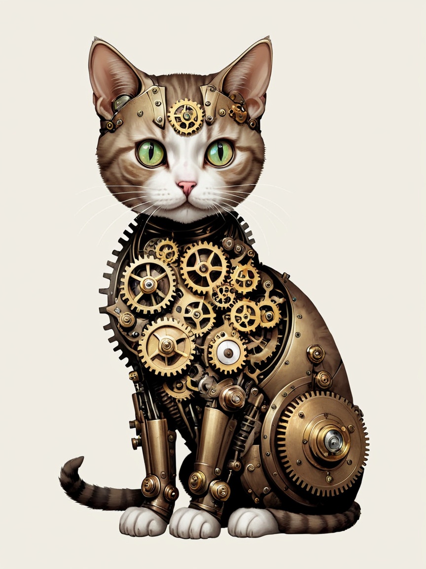 steampunk,  no humans,  gears on Tensor.Art