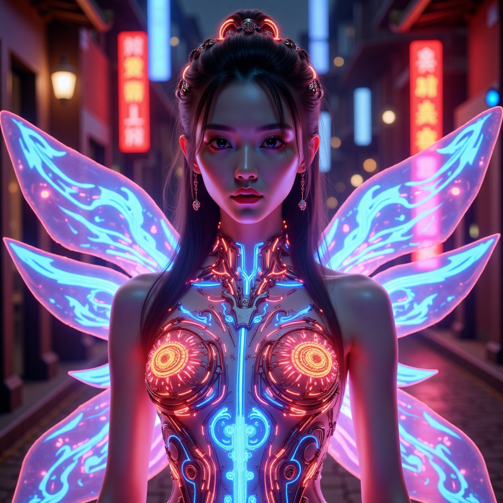 JQZX,Best picture quality,realistic,photography,good work,Best picture quality,8K,HDR,High quality,girl,3D stereoscopic face,white skin,delicate features,indifferent expression,looking down camera,Chinese costume,Holographic projection,Holographic belt,Holographic halo,fluorescent,Long hair,hair accessories,earrings,bracelets,Cyberpunk,Mecha,Model pose,A photo full of tension,red sky and visual impact,Fairy,Taoist,Energy fluid,Glow,Light Particle effect,Floating energy scroll,best picture quality,Masterpiece,8k,OC renderer rendering,futuristic,3D rendering,