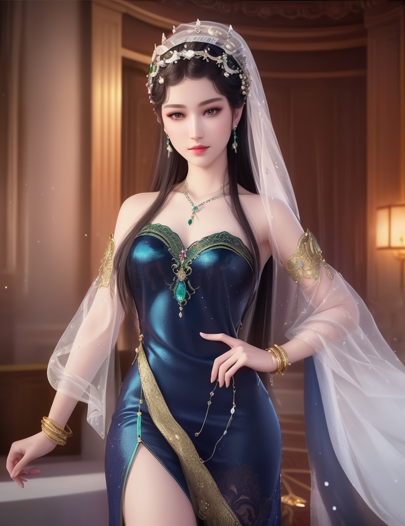 ultra realistic 8k cg, picture-perfect face, flawless, clean, masterpiece, professional artwork, famous artwork, cinematic lighting, cinematic bloom, perfect face, beautiful face, fantasy, dreamlike, unreal, science fiction,  beautiful clothes, lace, lace trim, lace-trimmed legwear,  (rich:1.4), prestige, luxury, jewelry, diamond, gold, pearl, gem, sapphire, ruby, emerald, intricate detail, delicate pattern, charming, alluring, seductive, erotic, enchanting, hair ornament, necklace, earrings, bracelet, armlet,halo((,1girl, pov,))(((,  1girl,  solo,looking at viewer, ))),(((1girl, solo, dress, jewelry)))<lora:DA_WhiteSnakeGreenSnake:0.8>