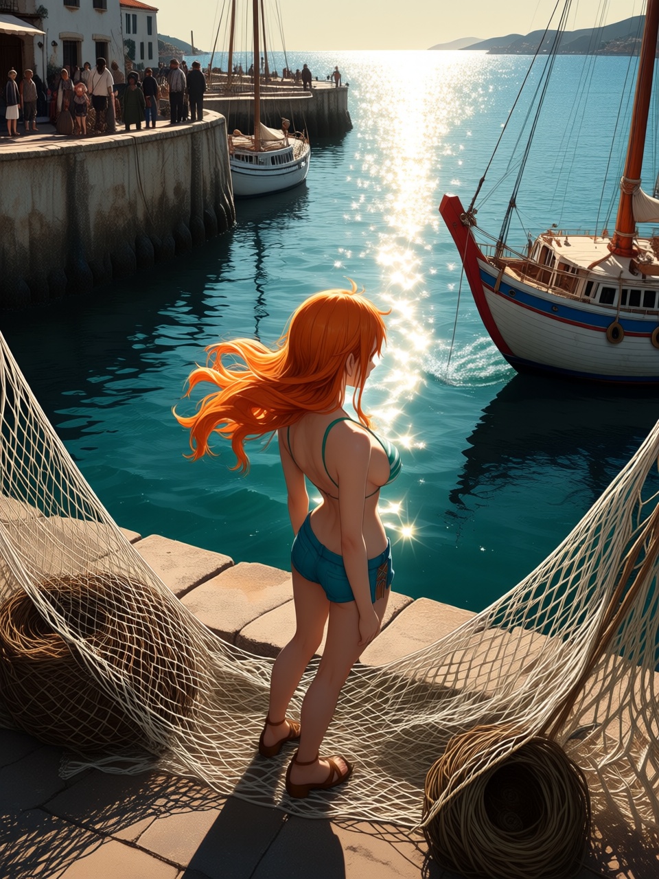 Nami from One Piece,  unmistakable anime character,  orange hair on Tensor.Art