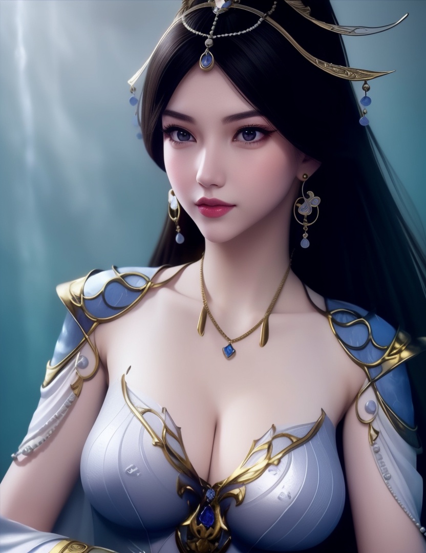 <lora:510-DA-万古狂帝-秋清儿:0.8>(,1girl, ,best quality, ),looking at viewer,  ,, ,masterpiece, ((((, solo,  , ,solo focus, ,underwater, )))) ,ultra realistic 8k cg,   clean, masterpiece,     cinematic lighting, cinematic bloom,  (( , )),, , unreal, science fiction, luxury, jewelry, diamond, gold, pearl, gem, sapphire, ruby, emerald, intricate detail, delicate pattern, charming, alluring, seductive, erotic, enchanting, hair ornament, necklace, earrings, bracelet, armlet,,(cleavage),