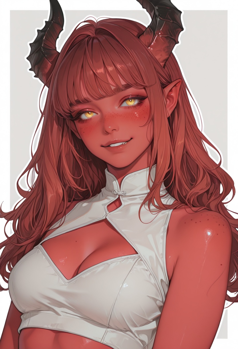 1girl,  solo,  horns on Tensor.Art