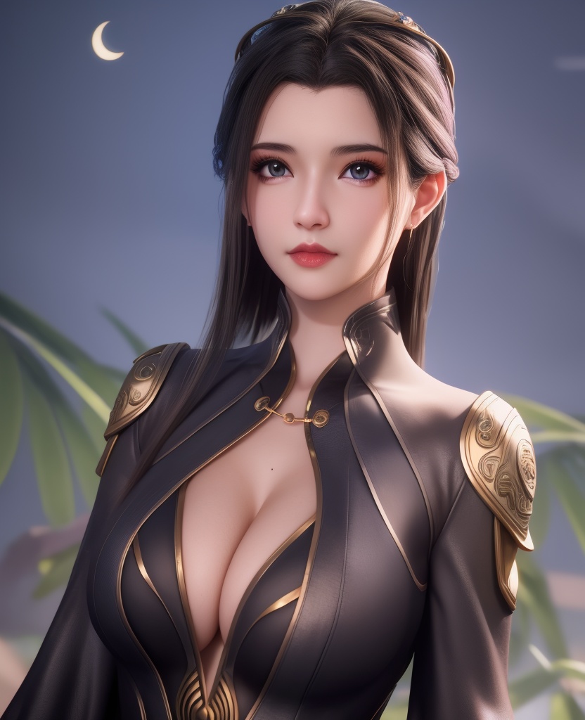<lora:548-DA-师兄啊师克-碧霄:0.8>(,1girl, ,best quality, ),looking at viewer,masterpiece, (( , )),, realistic,science fiction,mole, ultra realistic 8k cg, crescent moon, (cleavage), (),