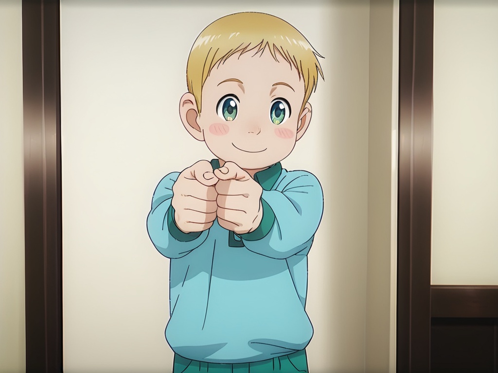 <lora:Gawain_XL_V2:1>,gawain nanami,do not split pictures,best quality,best detail,masterpiece,NSFW,male focus,indoors,solo,1boy,toddler,male_child,petite,blonde hair,green eyes,very short hair,smile,blush stickers,(blush:0.5),perfect hands,(5fingers:1.3),correct anatomy,huge filesize,available light,mid_shot,(photorealistic:1.1),