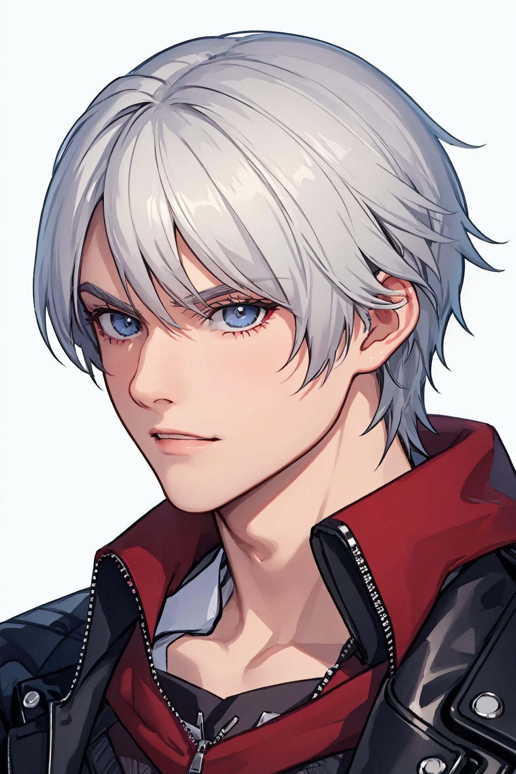 masterpiece,best quality, highly detailed, nero (devil may cry),solo,male focus,1boy<lora:nero_(devil_may_cry):1>,simple background,white background