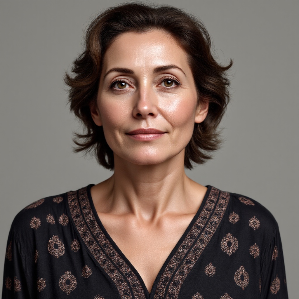 Jewish woman, 45 year old, in full-face, photography, realism, ultra realistic, Unsplash, Canon