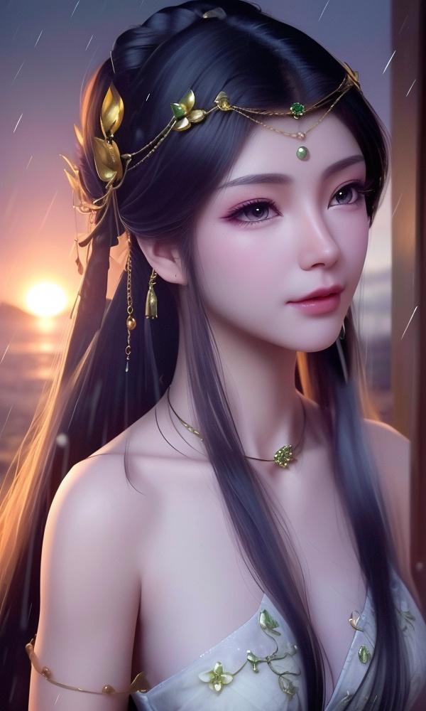 (,1girl, ,best quality, ),looking at viewer, <lora:408-DA-凡人修仙传-卓如婷:0.8> ,,ultra detailed 8k cg, ultra detailed background ,ultra realistic 8k cg,          cinematic lighting, cinematic bloom, (( , )),,  , unreal, science fiction,  luxury, jewelry, diamond, pearl, gem, sapphire, ruby, emerald, intricate detail, delicate pattern, charming, alluring, seductive, erotic, enchanting, hair ornament, necklace, earrings, bracelet, armlet,halo,masterpiece, (( , )),, realistic,science fiction,mole,   ,cherry blossoms,,(((Best quality, masterpiece, ultra high res, (photorealistic:1.4), raw photo, 1girl, ,rain, , sunlight, sunset, qianqiu wanxia,     )))  (()), (), 