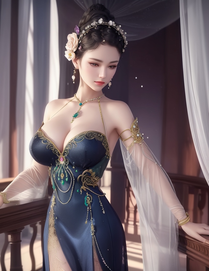 ultra realistic 8k cg, picture-perfect face, flawless, clean, masterpiece, professional artwork, famous artwork, cinematic lighting, cinematic bloom, perfect face, beautiful face, fantasy, dreamlike, unreal, science fiction,  beautiful clothes, lace, lace trim, lace-trimmed legwear,  (rich:1.4), prestige, luxury, jewelry, diamond, gold, pearl, gem, sapphire, ruby, emerald, intricate detail, delicate pattern, charming, alluring, seductive, erotic, enchanting, hair ornament, necklace, earrings, bracelet, armlet,halo((,1girl, pov,))(((,  1girl,  solo,looking at viewer, ))),(((1girl, solo, dress, jewelry,large breasts, )))<lora:DA_WhiteSnakeGreenSnake:0.7>
