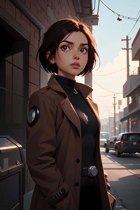 a cyborg girl,  battle angel alita,  black turtle neck **** top on Tensor.Art