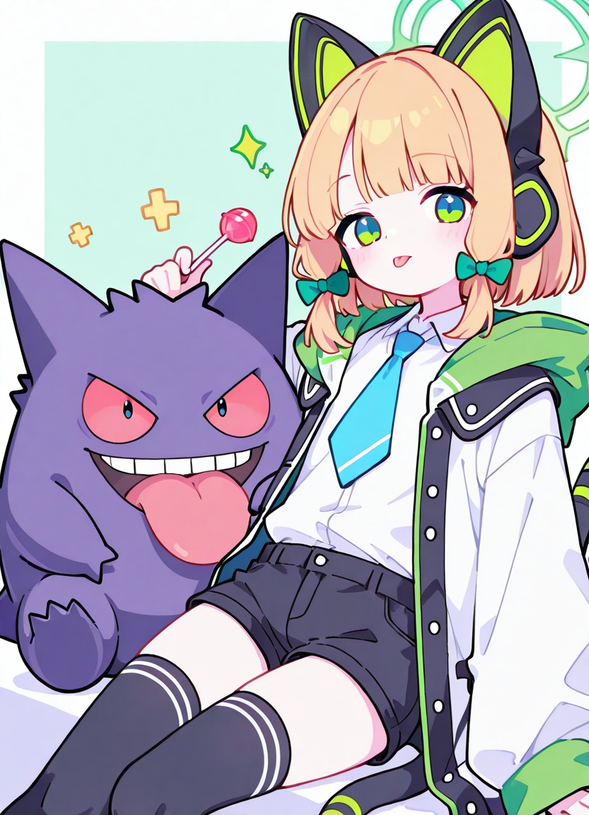 1girl,  midori (blue archive),  fake animal ears on Tensor.Art
