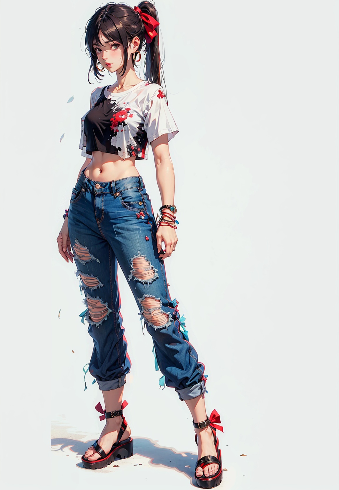 1girl,  hoop earrings,  jewelry on Tensor.Art
