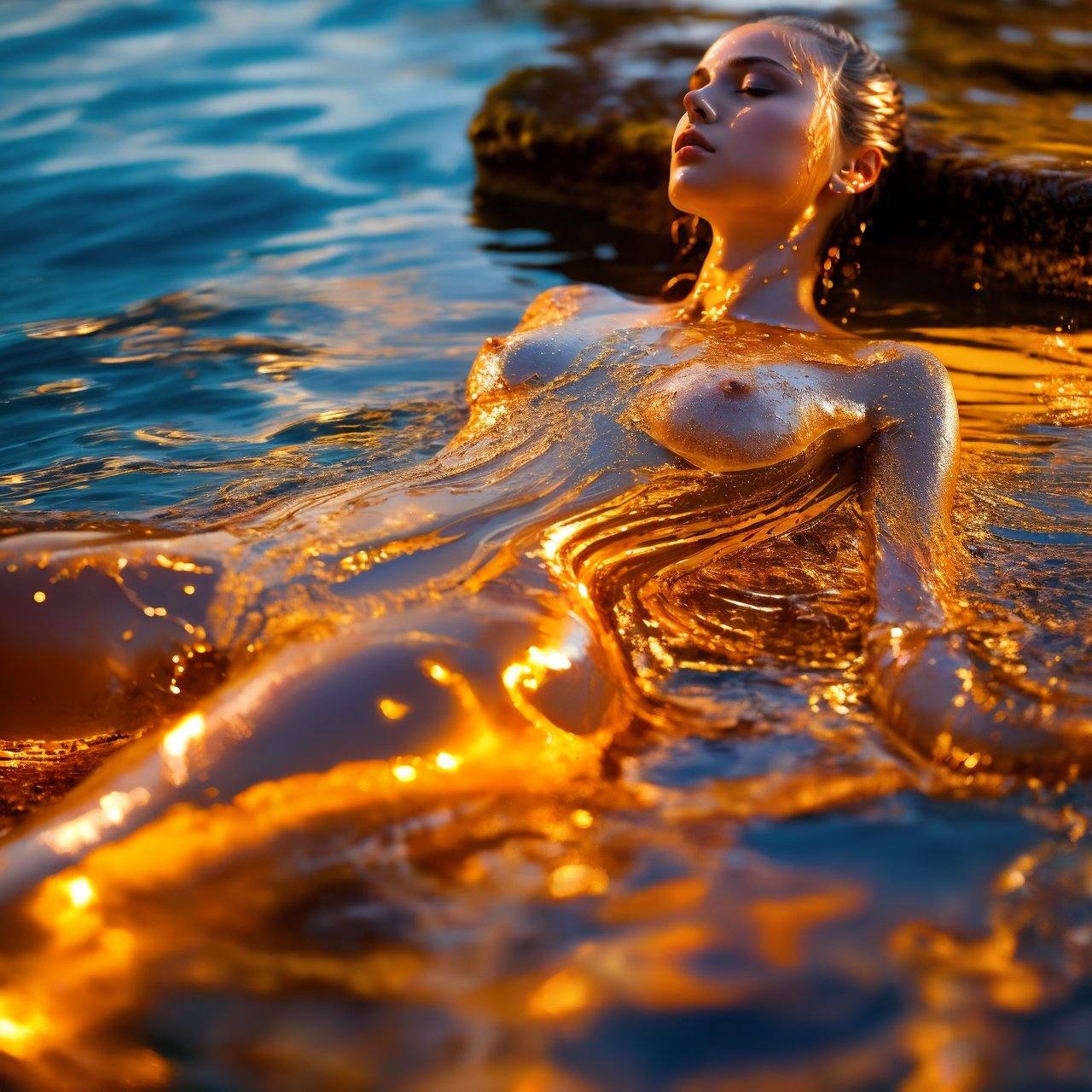 female body,  oil melting,  semi-transparent body on Tensor.Art