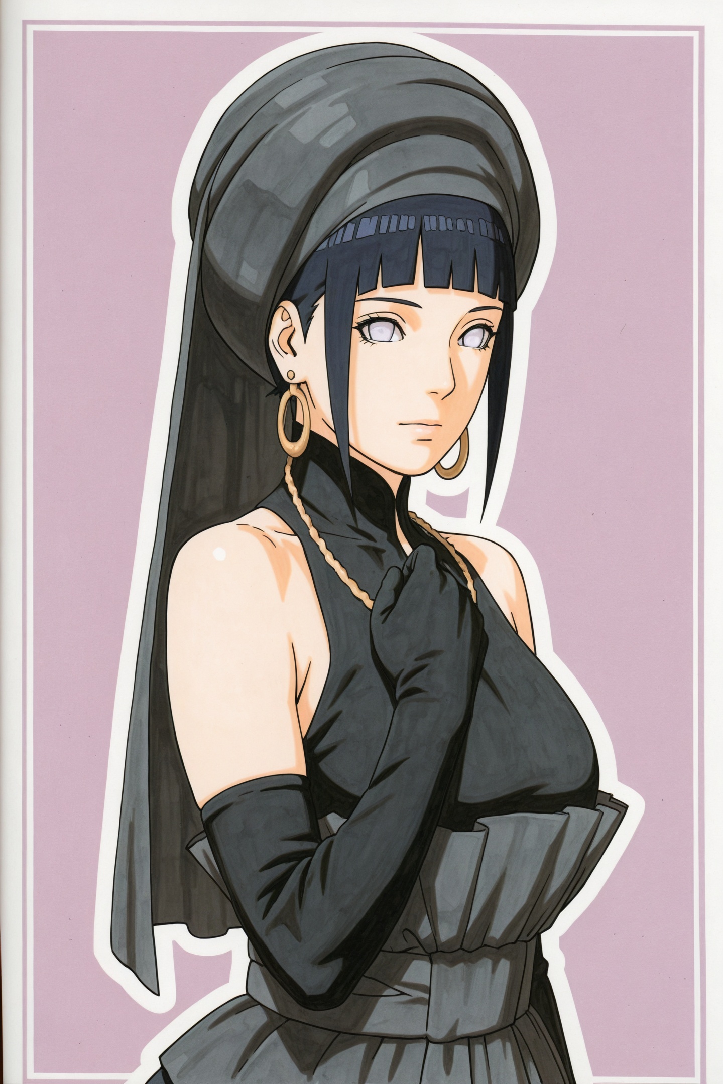 Kishimoto Masashi Style,  traditional media,  hyuuga hinata' dress on Tensor.Art