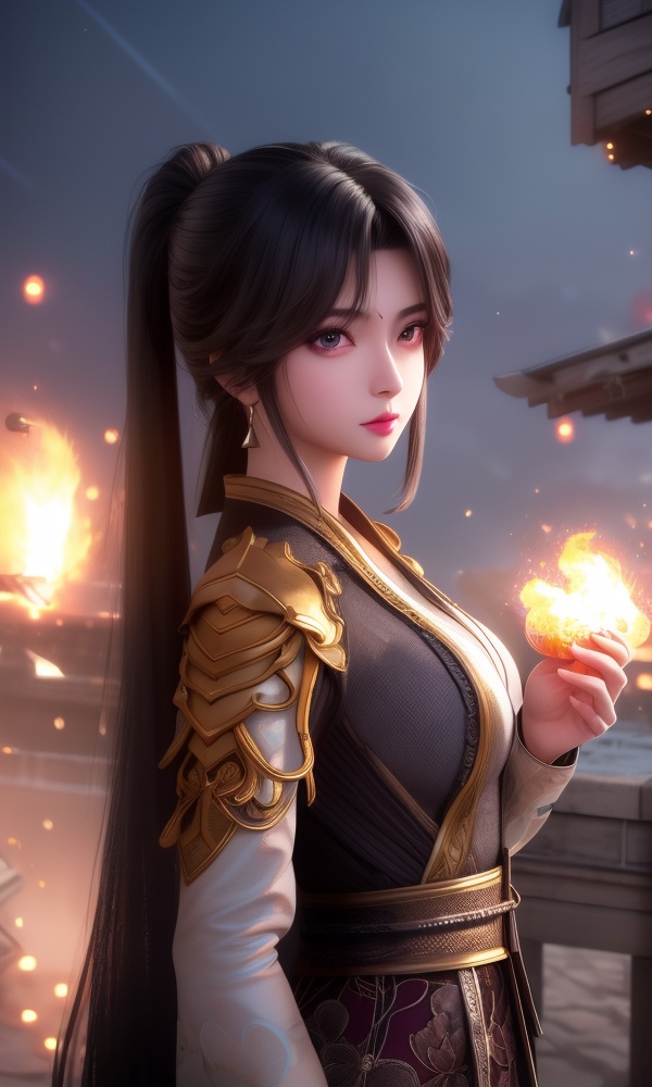 (,1girl, ,best quality, ),looking at viewer, <lora:373-DA-仙逆-周紫虹:0.8> ,,,ultra detailed background,ultra detailed background,ultra realistic 8k cg, ,masterpiece, (( , )),tamari \(flawless\),    ,castle,     pyrokinesis,  (()), (),