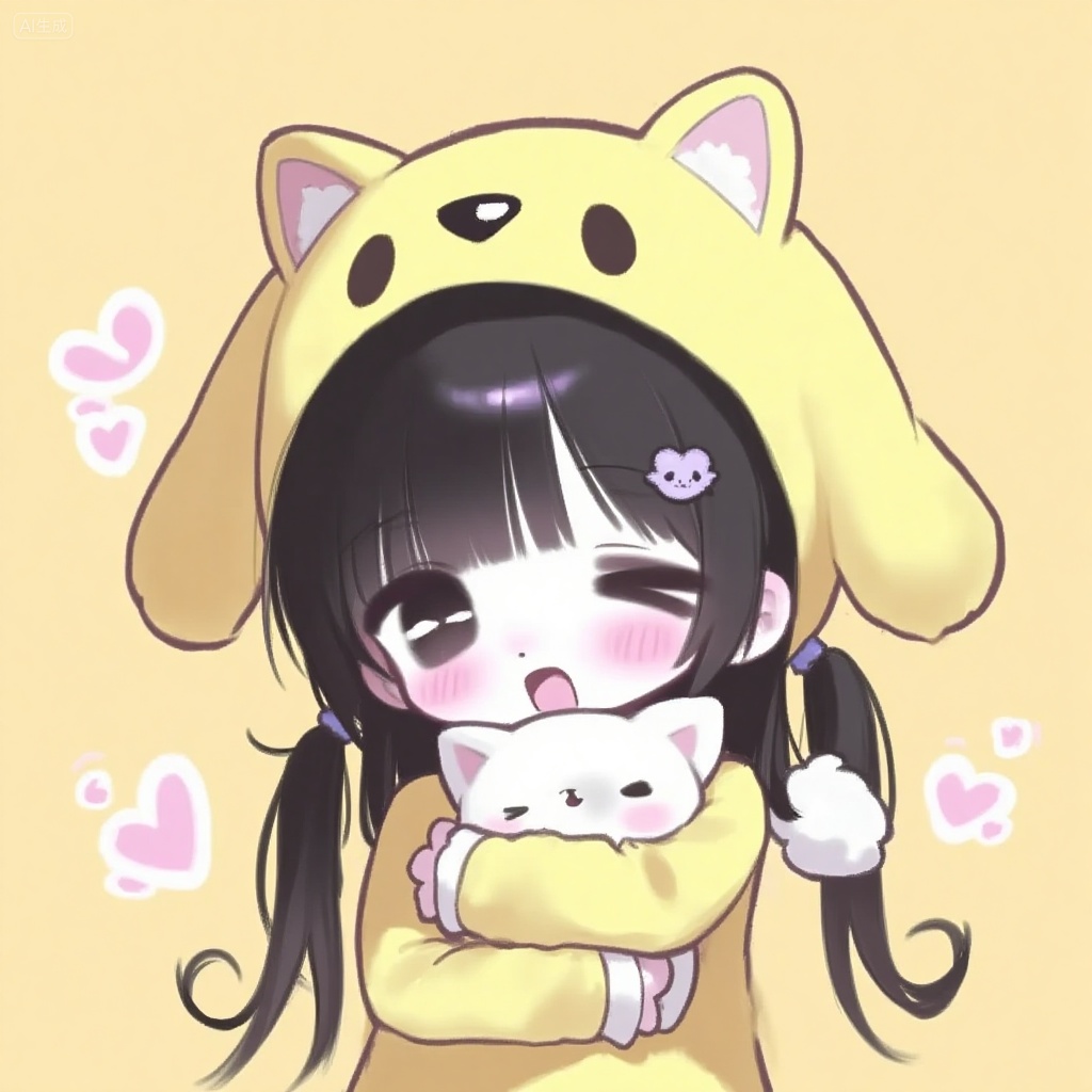 A young girl wearing a yellow dog ear hat is holding a cat.,, Negative prompt: ng_deepnegative_v1_75t,(badhandv4:1.2),EasyNegative,(worst quality:2),,nsfw, Steps: 30, Sampler: Euler, CFG scale: 3.5, Seed: 871726901, Size: 1024x1024, Model hash: 8cba4f1ef4, Model: F.1基础算法模型-哩布在线可运行_F.1-dev-fp8.safetensors, Denoising strength: 0, RNG: CPU, Lora 1: 萌绘物语手绘萝莉oc设计, Lora Hash 1: 35ff277d7e, Lora Weight 1: 1.0, vae_name: automatic