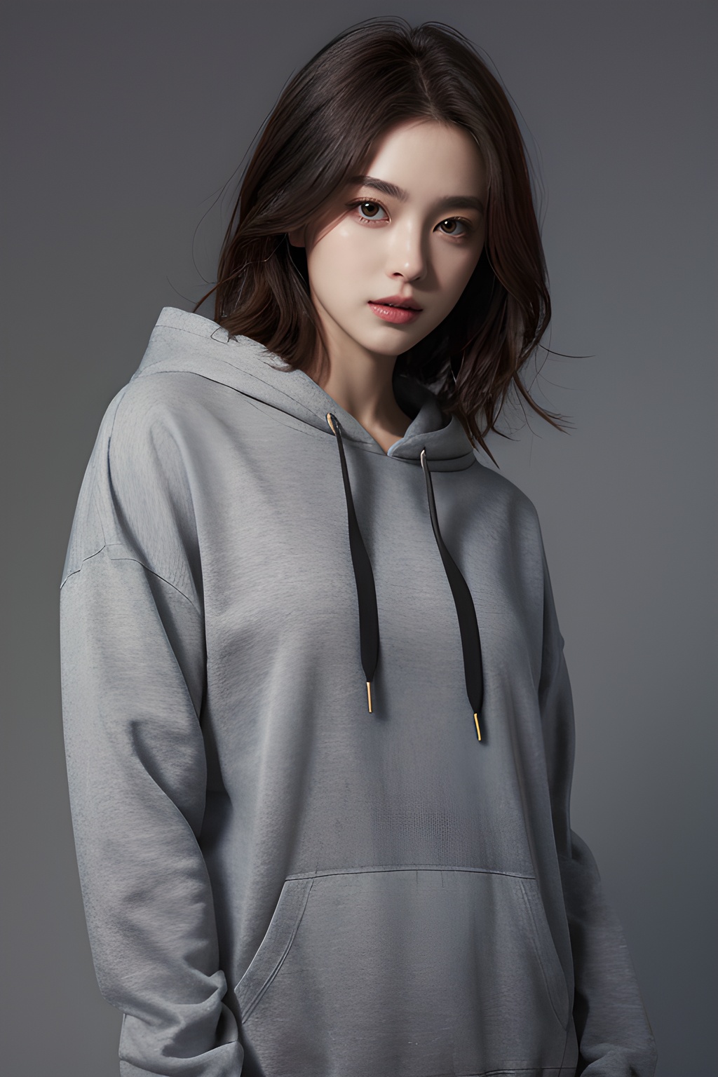 <lora:0814_0:0.7>,simple background,hoodie,, 1girl,realistic,masterpiece, best quality, photorealistic, HDR,detail