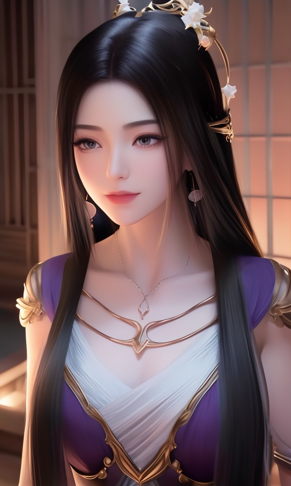 (,1girl, ,best quality, ),looking at viewer, <lora:395-DA-凡人修仙传-紫灵:0.8> ,,ultra detailed background,ultra detailed background,ultra realistic 8k cg, ,masterpiece, (( , )),, realistic,science fiction,mole, ultra realistic 8k cg, ,tamari \(flawless\),    ,crescent moon, jasmine \(flower\),     (()), (), , jewelry, necklace, solo, , , , hair_ornament, , earrings,large breasts,,  , ,