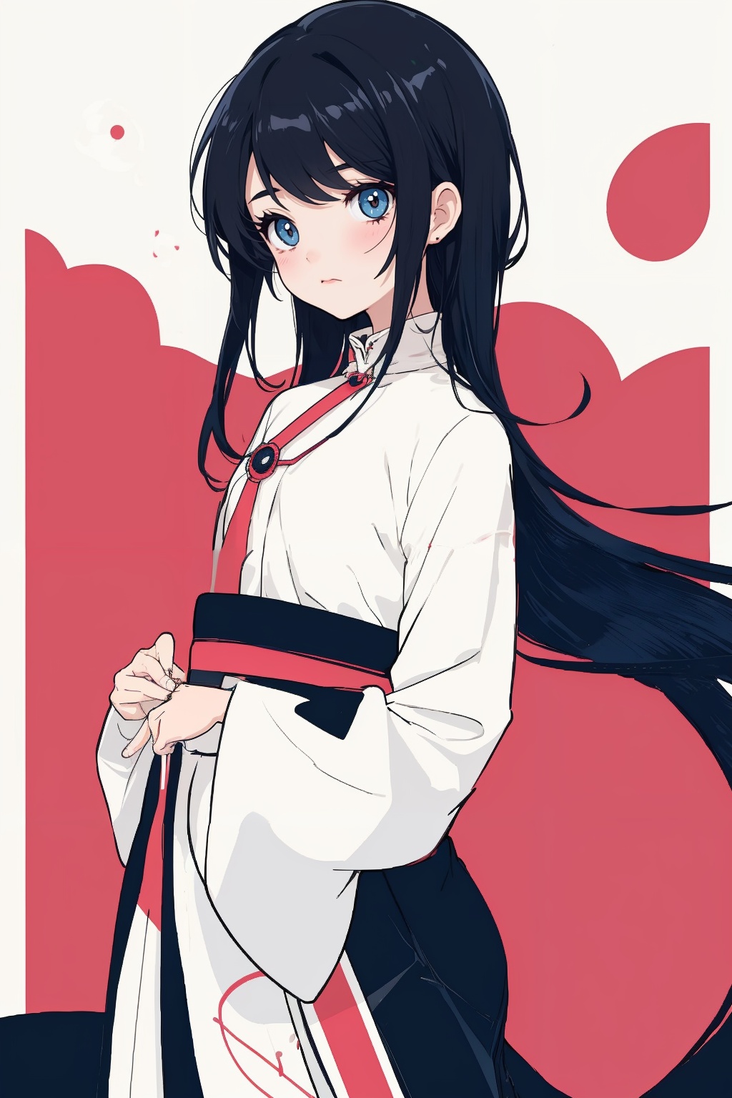 girl,  flat color,  bold line on Tensor.Art