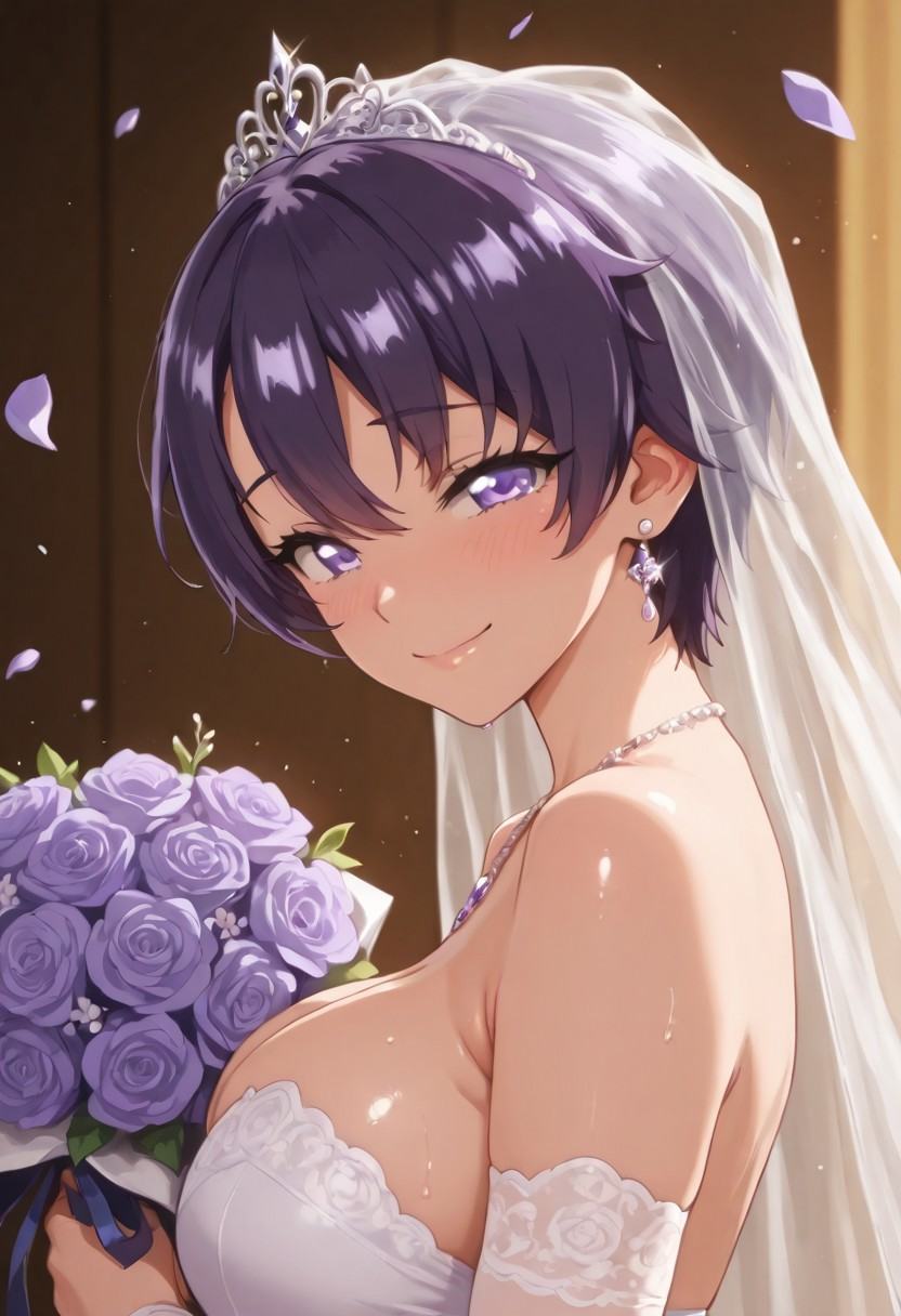 makoto,  purple hair,  short hair on Tensor.Art