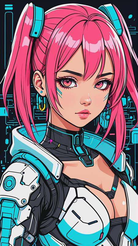 anime line art,  an girl,  kawaii on Tensor.Art