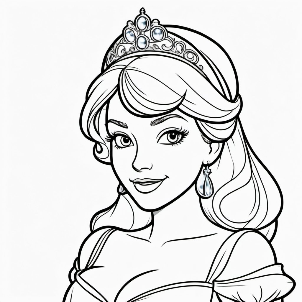 black and white,  line art,  coloring drawing of Disney cinderella on Tensor.Art